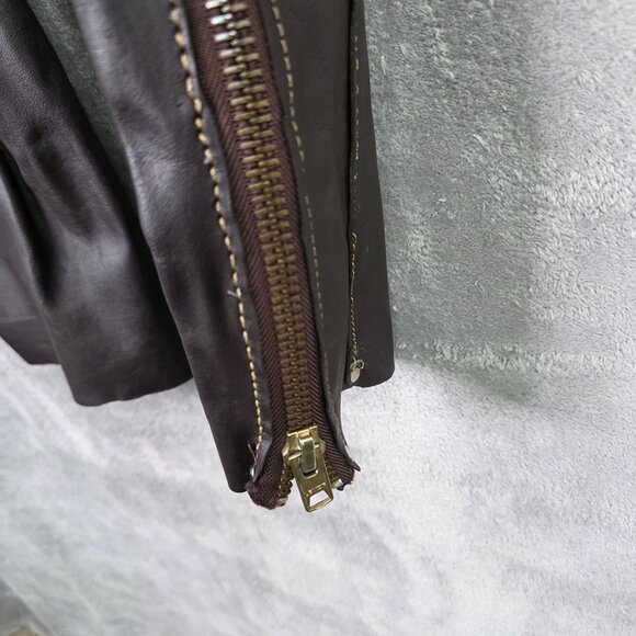 Mens Vintage Brown Leather Chaps With Silver Coin Accents & Zippered Legs Size L - Picture 3 of 13